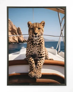 Urban Cotton Wandkleden|Wandkleed Sailboat Cheetah in maat en frame naar keuze