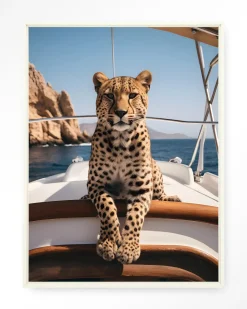 Urban Cotton Wandkleden|Wandkleed Sailboat Cheetah in maat en frame naar keuze