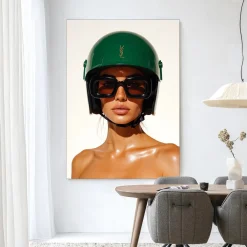 Urban Cotton Wandkleden|Wandkleed Saint Laurent Helmet in maat en frame naar keuze
