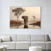 Urban Cotton Wandkleden|Wandkleed Savannah Elephant in maat en frame naar keuze