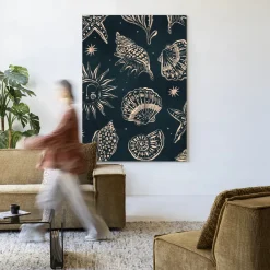 Urban Cotton Wandkleden|Wandkleed Seashells Midnight in maat en frame naar keuze