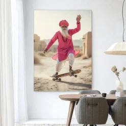 Urban Cotton Wandkleden|Wandkleed Skating Glory in maat en frame naar keuze