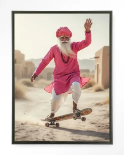 Urban Cotton Wandkleden|Wandkleed Skating Glory in maat en frame naar keuze