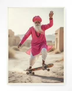 Urban Cotton Wandkleden|Wandkleed Skating Glory in maat en frame naar keuze