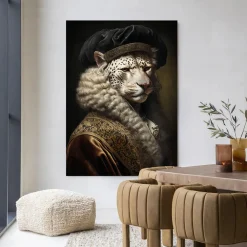 Urban Cotton Wandkleden|Wandkleed Snow Leopard in maat en frame naar keuze