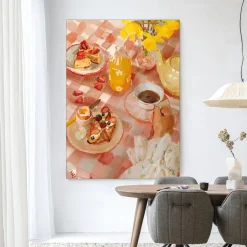 Urban Cotton Wandkleden|Wandkleed Spring Breakfast in maat en frame naar keuze