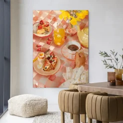 Urban Cotton Wandkleden|Wandkleed Spring Breakfast in maat en frame naar keuze