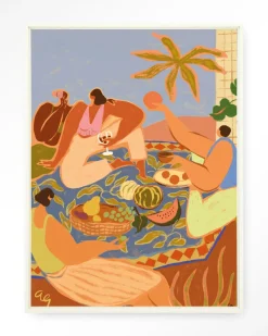 Urban Cotton Wandkleden|Wandkleed Summer Picnic in maat en frame naar keuze