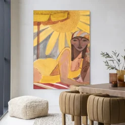 Urban Cotton Wandkleden|Wandkleed Sunflower Sun in maat en frame naar keuze