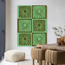 Urban Cotton Wandkleden|Wandkleed Suns In Green in maat en frame naar keuze