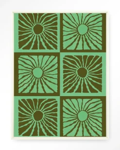 Urban Cotton Wandkleden|Wandkleed Suns In Green in maat en frame naar keuze