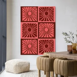 Urban Cotton Wandkleden|Wandkleed Suns In Pink in maat en frame naar keuze
