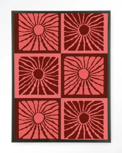 Urban Cotton Wandkleden|Wandkleed Suns In Pink in maat en frame naar keuze