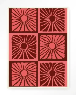 Urban Cotton Wandkleden|Wandkleed Suns In Pink in maat en frame naar keuze