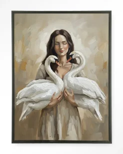 Urban Cotton Wandkleden|Wandkleed Swan Children in maat en frame naar keuze