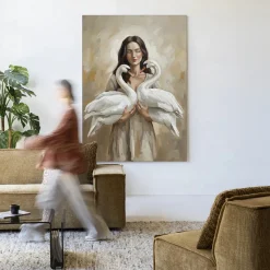 Urban Cotton Wandkleden|Wandkleed Swan Children in maat en frame naar keuze