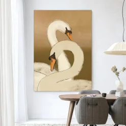 Urban Cotton Wandkleden|Wandkleed Swan Lake Green in maat en frame naar keuze