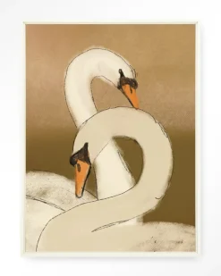 Urban Cotton Wandkleden|Wandkleed Swan Lake Green in maat en frame naar keuze