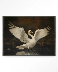 Urban Cotton Wandkleden|Wandkleed Swan Lake in maat en frame naar keuze