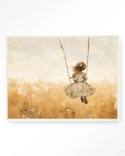 Urban Cotton Wandkleden|Wandkleed Swinging Girl in maat en frame naar keuze