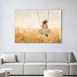Urban Cotton Wandkleden|Wandkleed Swinging Girl in maat en frame naar keuze
