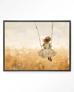 Urban Cotton Wandkleden|Wandkleed Swinging Girl in maat en frame naar keuze