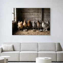 Urban Cotton Wandkleden|Wandkleed The Chicken Barn in maat en frame naar keuze