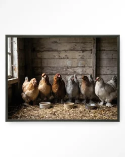 Urban Cotton Wandkleden|Wandkleed The Chicken Barn in maat en frame naar keuze