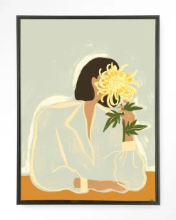 Urban Cotton Wandkleden|Wandkleed The Chrysante Mum in maat en frame naar keuze