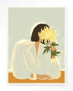 Urban Cotton Wandkleden|Wandkleed The Chrysante Mum in maat en frame naar keuze