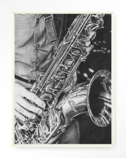 Urban Cotton Wandkleden|Wandkleed The Man With The Sax in maat en frame naar keuze