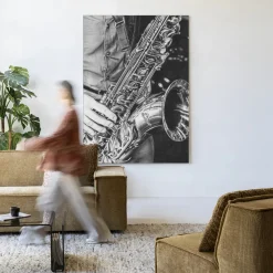 Urban Cotton Wandkleden|Wandkleed The Man With The Sax in maat en frame naar keuze