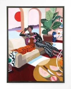 Urban Cotton Wandkleden|Wandkleed Tiger Queen in maat en frame naar keuze