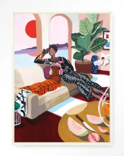 Urban Cotton Wandkleden|Wandkleed Tiger Queen in maat en frame naar keuze