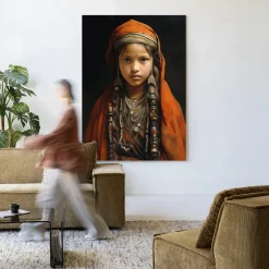 Urban Cotton Wandkleden|Wandkleed Traditional Girl in maat en frame naar keuze