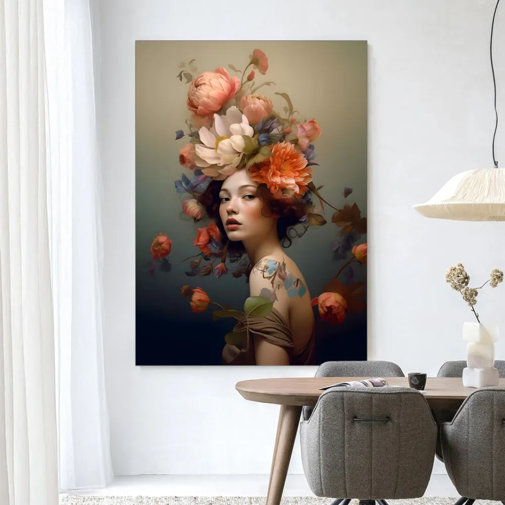 Urban Cotton Wandkleden|Wandkleed Vintage Flower Girl in maat en frame naar keuze