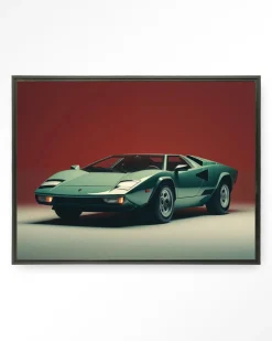 Urban Cotton Wandkleden|Wandkleed Vintage Lamborghini in maat en frame naar keuze