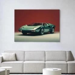 Urban Cotton Wandkleden|Wandkleed Vintage Lamborghini in maat en frame naar keuze