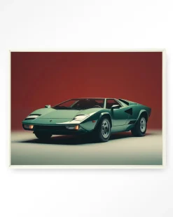Urban Cotton Wandkleden|Wandkleed Vintage Lamborghini in maat en frame naar keuze