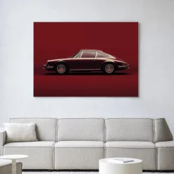 Urban Cotton Wandkleden|Wandkleed Vintage Porsche Red in maat en frame naar keuze