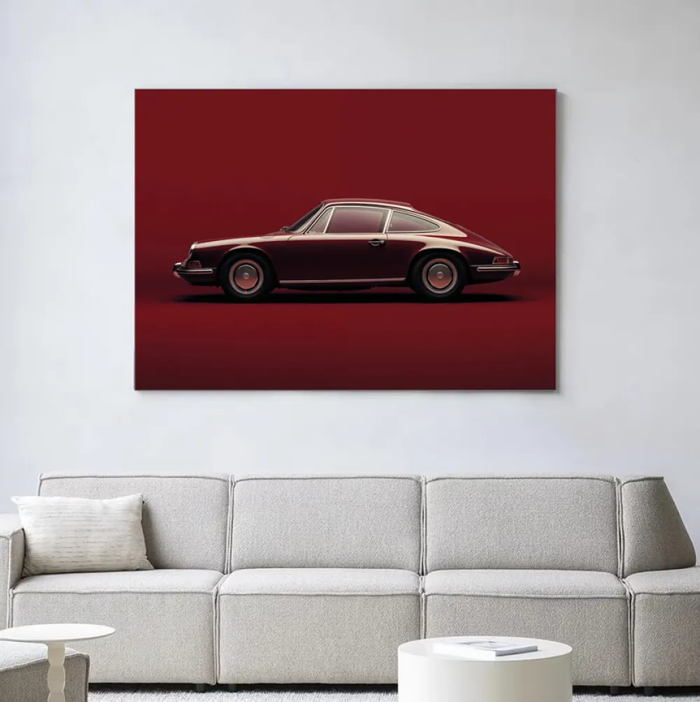 Urban Cotton Wandkleden|Wandkleed Vintage Porsche Red in maat en frame naar keuze