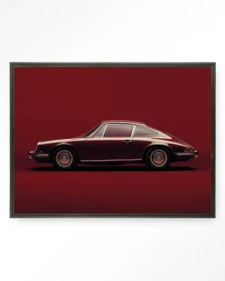 Urban Cotton Wandkleden|Wandkleed Vintage Porsche Red in maat en frame naar keuze