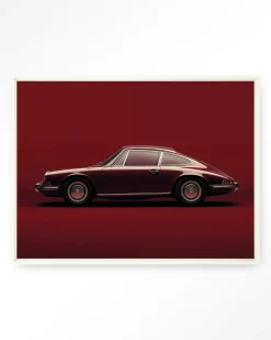 Urban Cotton Wandkleden|Wandkleed Vintage Porsche Red in maat en frame naar keuze