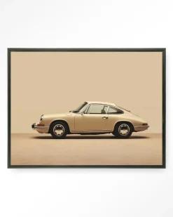 Urban Cotton Wandkleden|Wandkleed Vintage Porsche Beige in maat en frame naar keuze