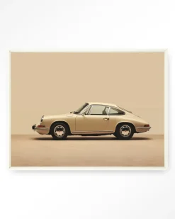 Urban Cotton Wandkleden|Wandkleed Vintage Porsche Beige in maat en frame naar keuze
