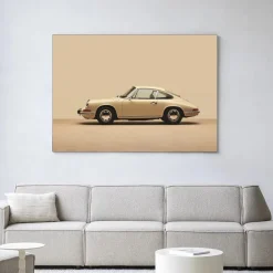 Urban Cotton Wandkleden|Wandkleed Vintage Porsche Beige in maat en frame naar keuze