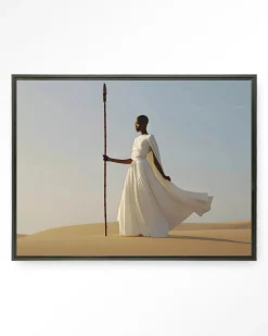 Urban Cotton Wandkleden|Wandkleed Warrior In White in maat en frame naar keuze