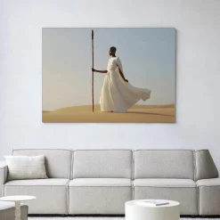 Urban Cotton Wandkleden|Wandkleed Warrior In White in maat en frame naar keuze