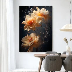 Urban Cotton Wandkleden|Wandkleed Waterflower Dark in maat en frame naar keuze