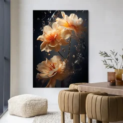 Urban Cotton Wandkleden|Wandkleed Waterflower Dark in maat en frame naar keuze